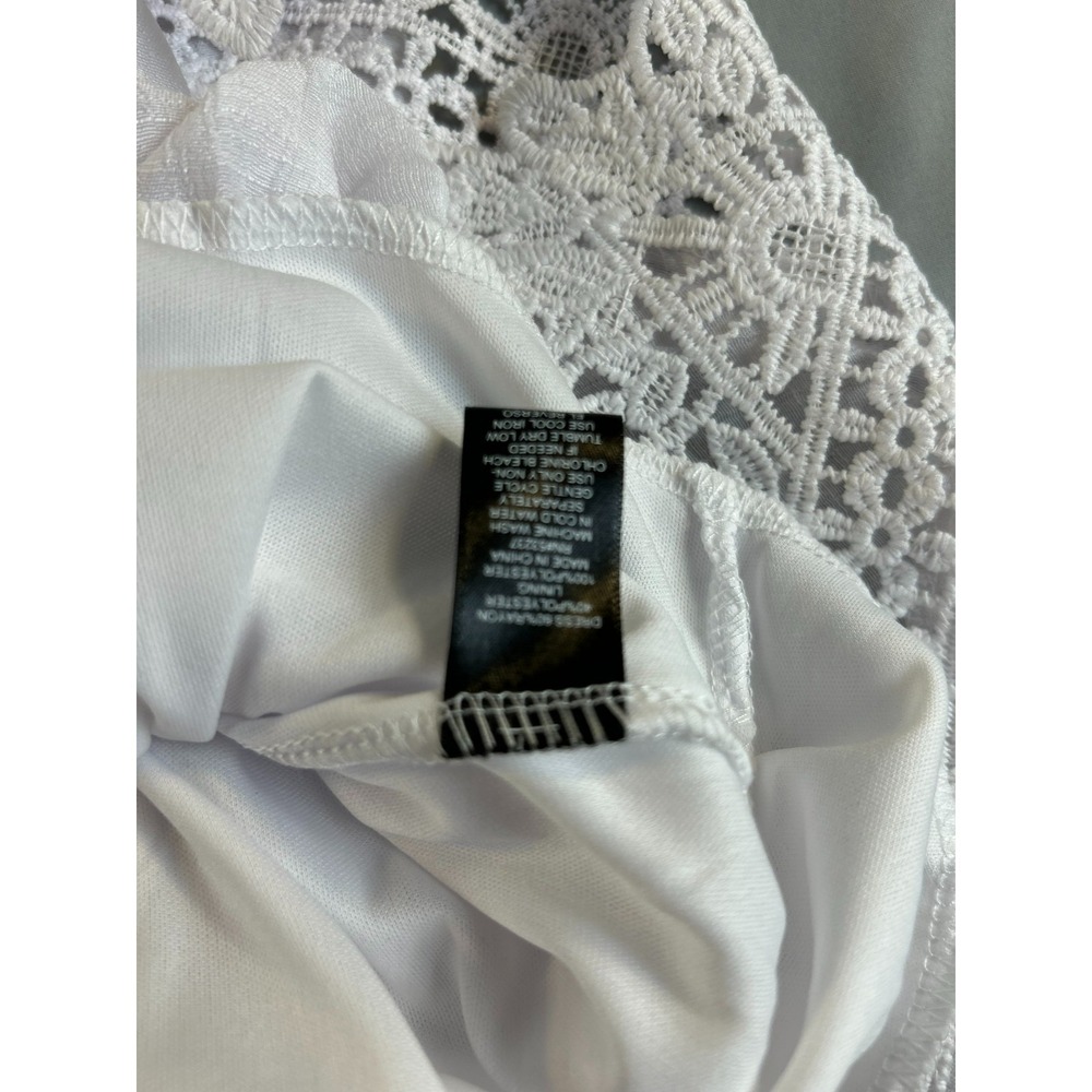 Mlle Gabrielle Womens Dress XL White Boho Cottagecore Lace Hem Button Up - Picture 6 of 11